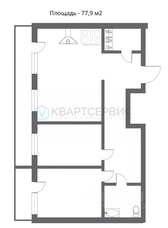 2-к кв. Омская область, Омск ул. Масленникова, 58 (77.9 м) - Фото 2