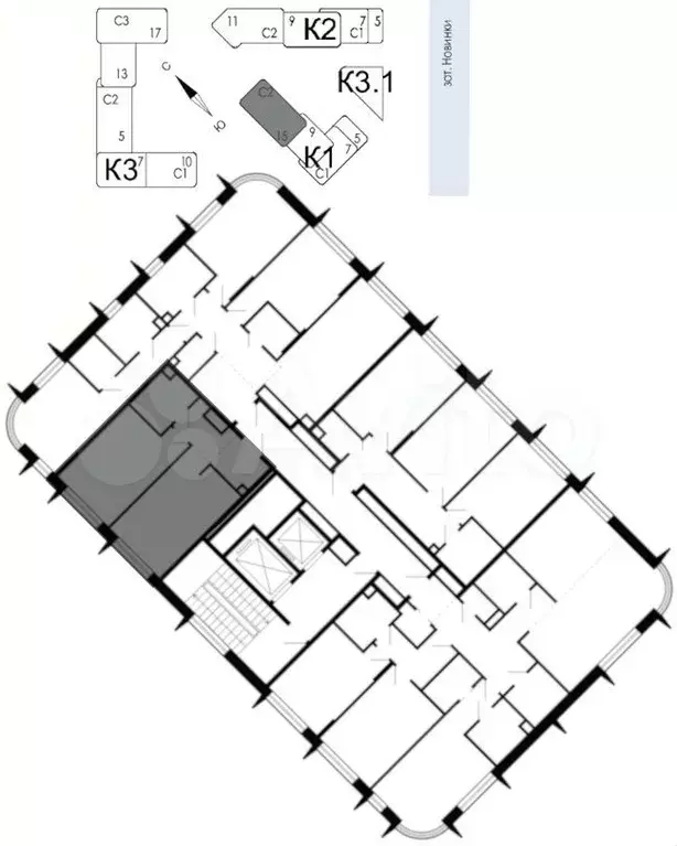 1-к. квартира, 43,1 м, 13/15 эт. - Фото 1