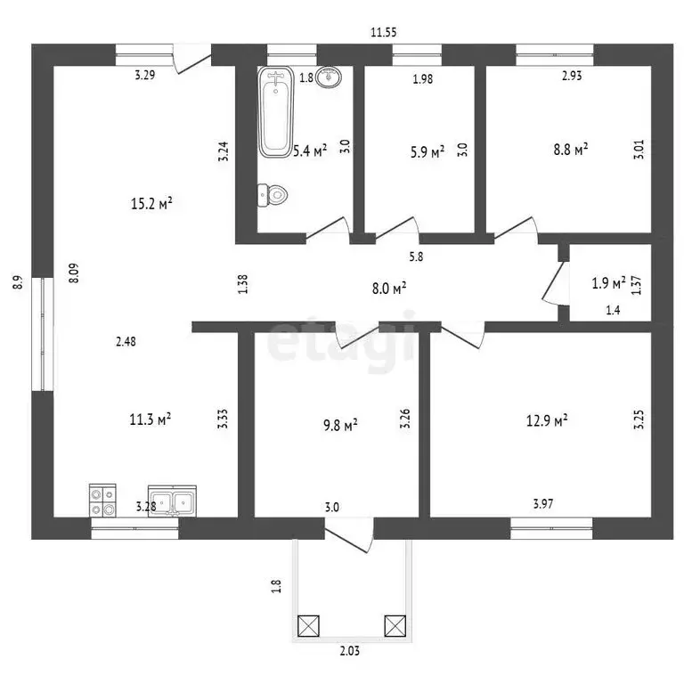 Дом в деревня Казадаевка, микрорайон Любажи (79.2 м) - Фото 2