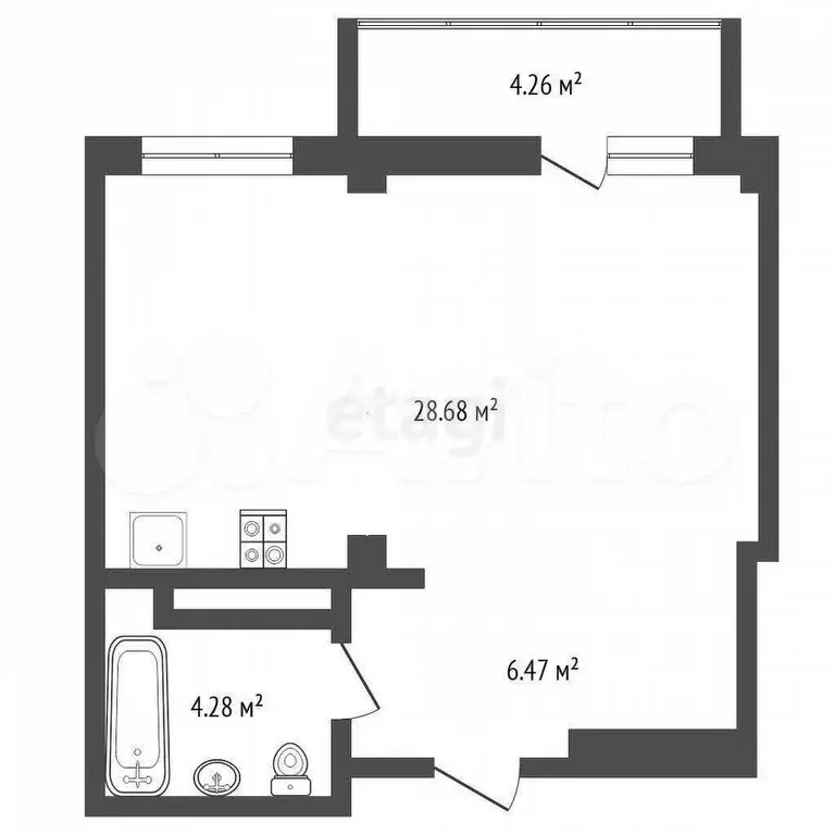 2-к. квартира, 55 м, 6/10 эт. - Фото 1