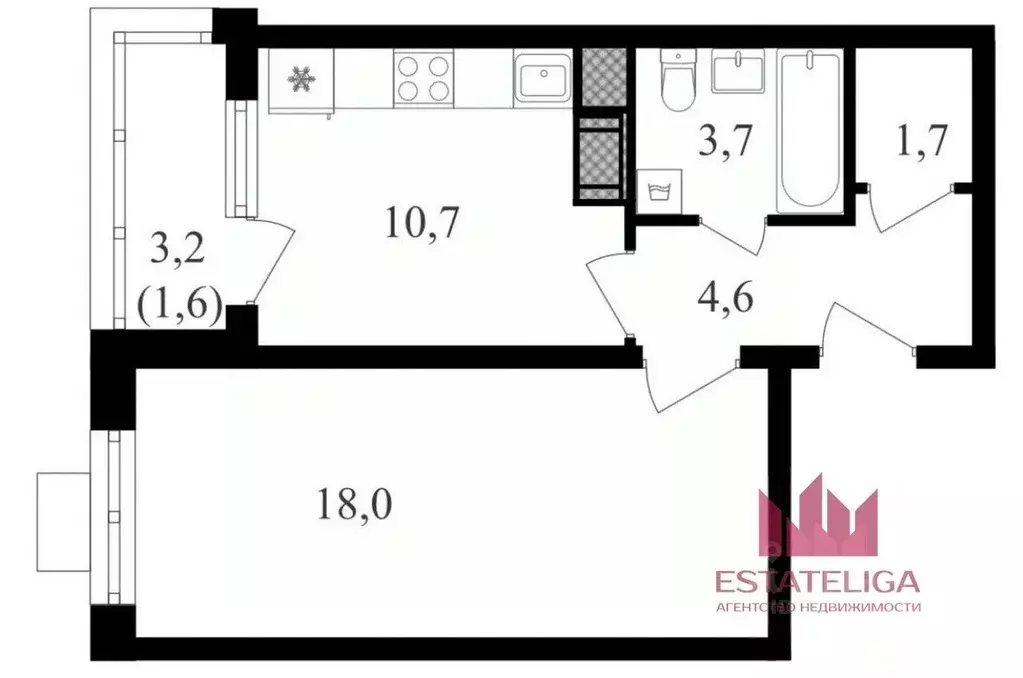 1-к кв. Москва ул. Берзарина, 32 (39.5 м) - Фото 2