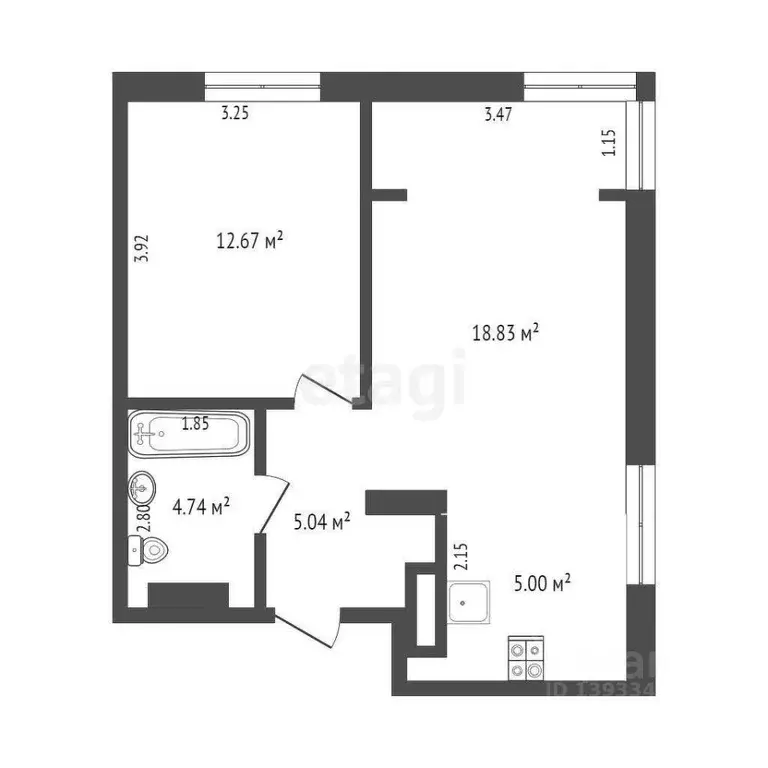 1-к кв. тюменская область, тюмень ул. газовиков, 73к3 (45.9 м) - Фото 1