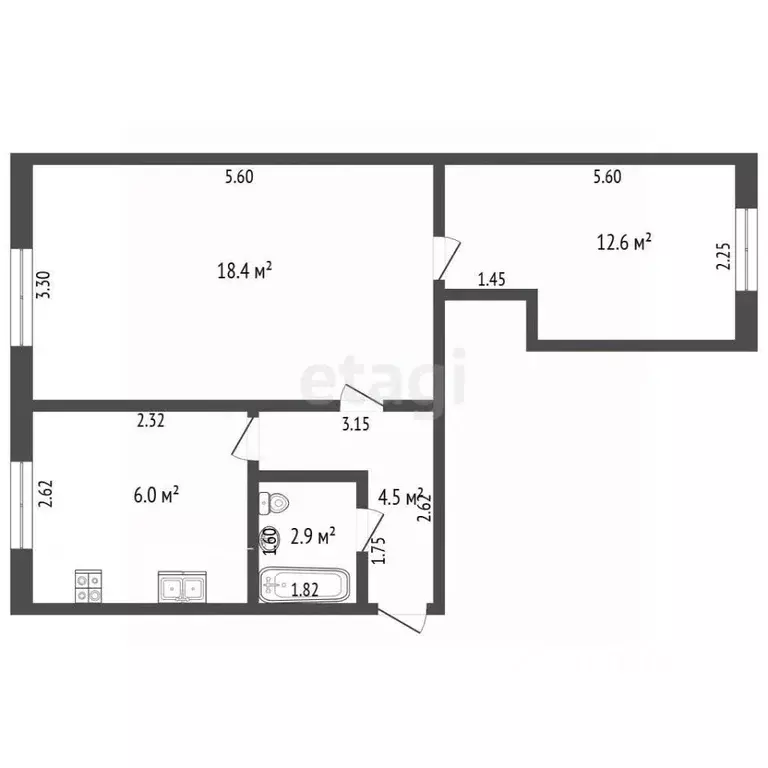 3-к кв. Ростовская область, Аксай ул. Дружбы, 12 (42.0 м) - Фото 2