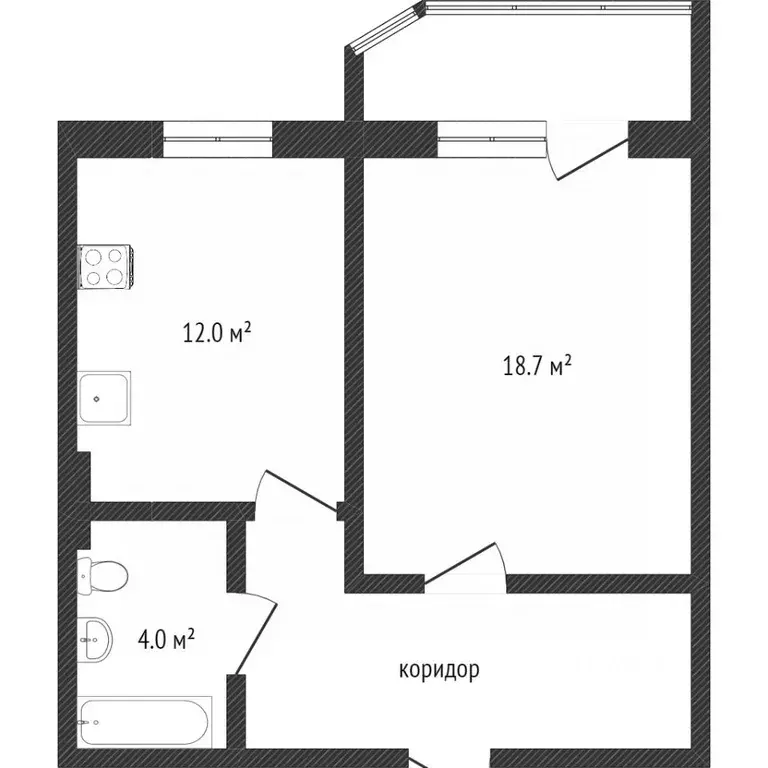 1-к кв. Ханты-Мансийский АО, Сургут ул. Александра Усольцева, 26 (43.2 ... - Фото 2