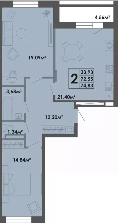 2-к кв. Саха (Якутия), Якутск ул. Богатырева, 9 (74.83 м) - Фото 1