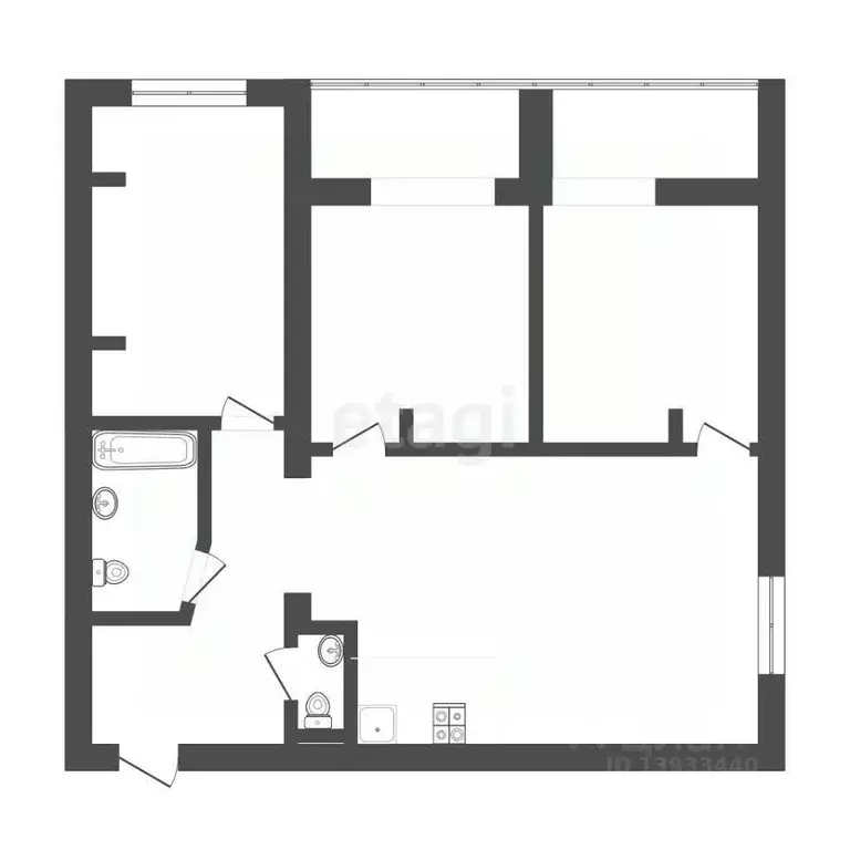 3-к кв. Тюменская область, Тюмень ул. Грибоедова, 13к1 (77.6 м) - Фото 2