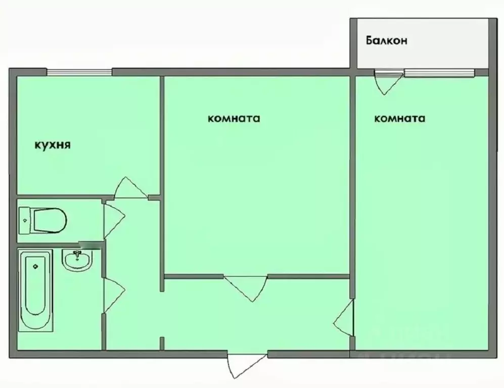 2-к кв. Челябинская область, Челябинск ул. Комарова, 112 (47.1 м) - Фото 1
