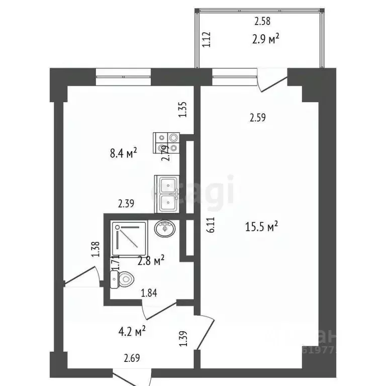 1-к кв. Саха (Якутия), Якутск Загородный кв-л, ул. Бабушкина, 12/3 ... - Фото 2
