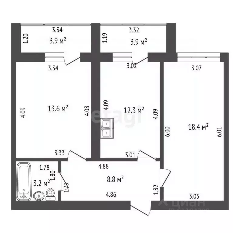 2-к кв. Мордовия, Саранск ул. Гагарина, 81 (56.3 м) - Фото 2