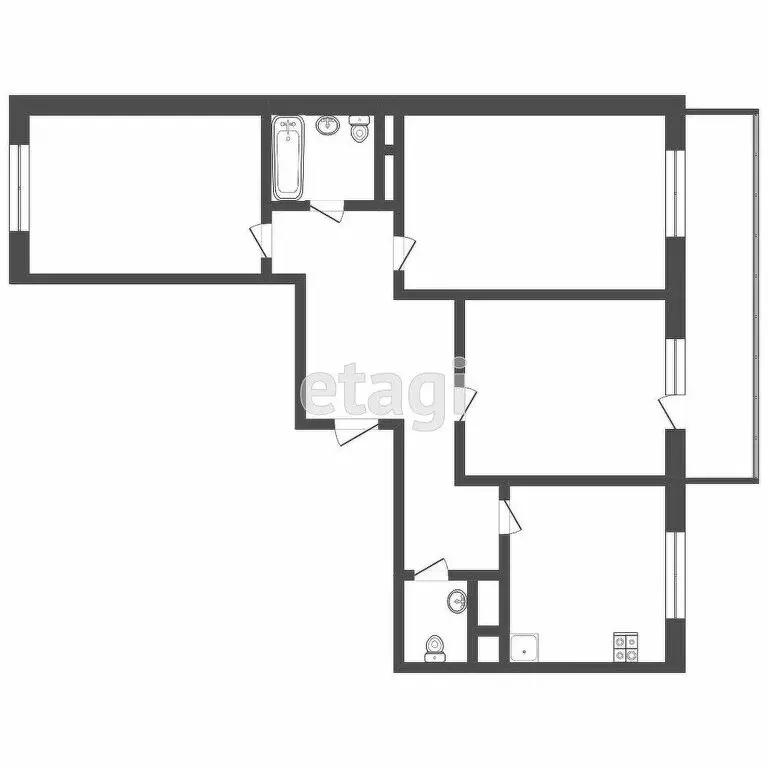 3-комнатная квартира: Дмитров, микрорайон имени В.Н. Махалина, 37 (79 ... - Фото 1