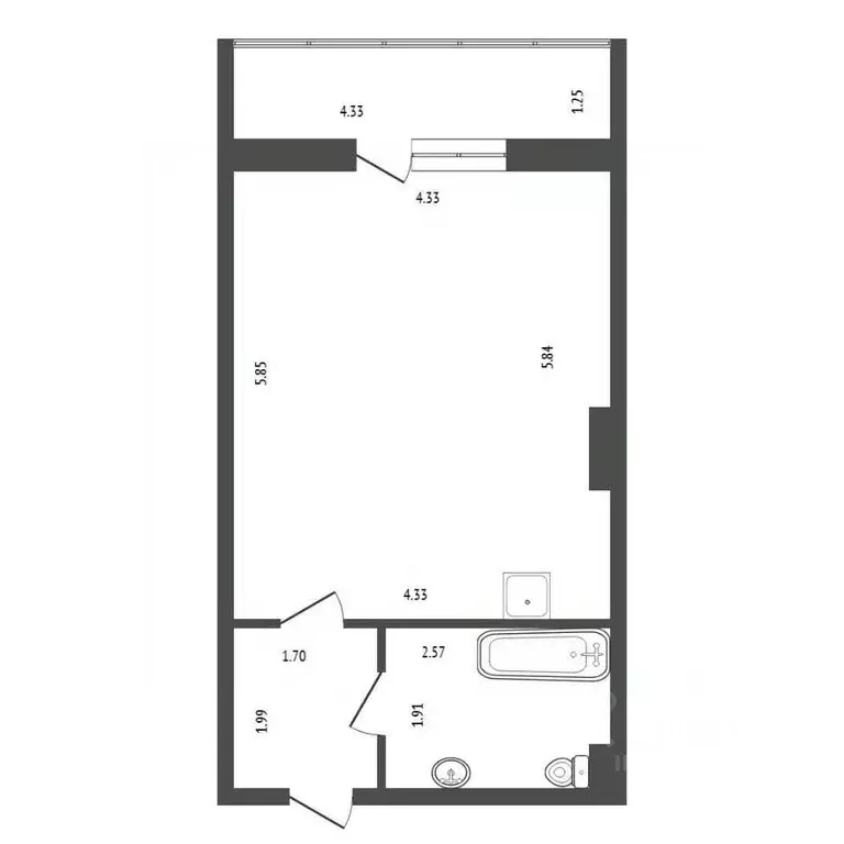 Студия Красноярский край, Красноярск ул. Вильского, 32 (32.9 м) - Фото 2