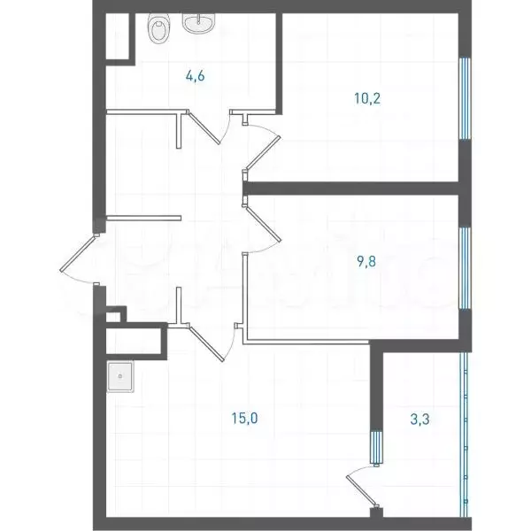 2-к. квартира, 50 м, 4/19 эт. - Фото 0