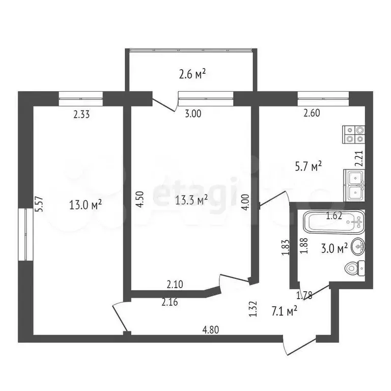 2-к. квартира, 44 м, 5/5 эт. - Фото 0