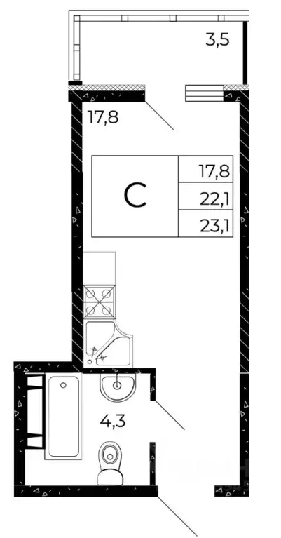 Студия Ростовская область, Аксай  (23.1 м) - Фото 0