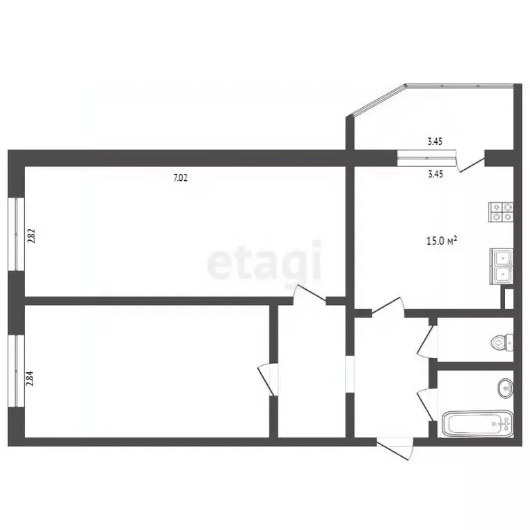2-к кв. Ханты-Мансийский АО, Сургут тракт Тюменский, 4 (60.0 м) - Фото 2