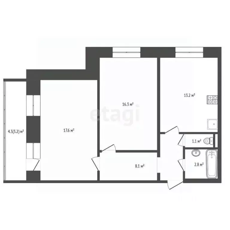 2-к кв. Пензенская область, Пенза Ладожская ул., 149 (59.4 м) - Фото 1