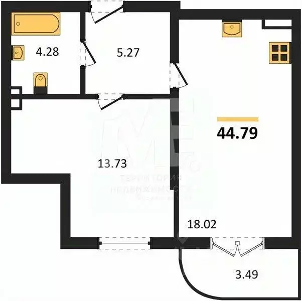 1-к кв. Калининградская область, Светлогорск ул. Нахимова (44.79 м) - Фото 0