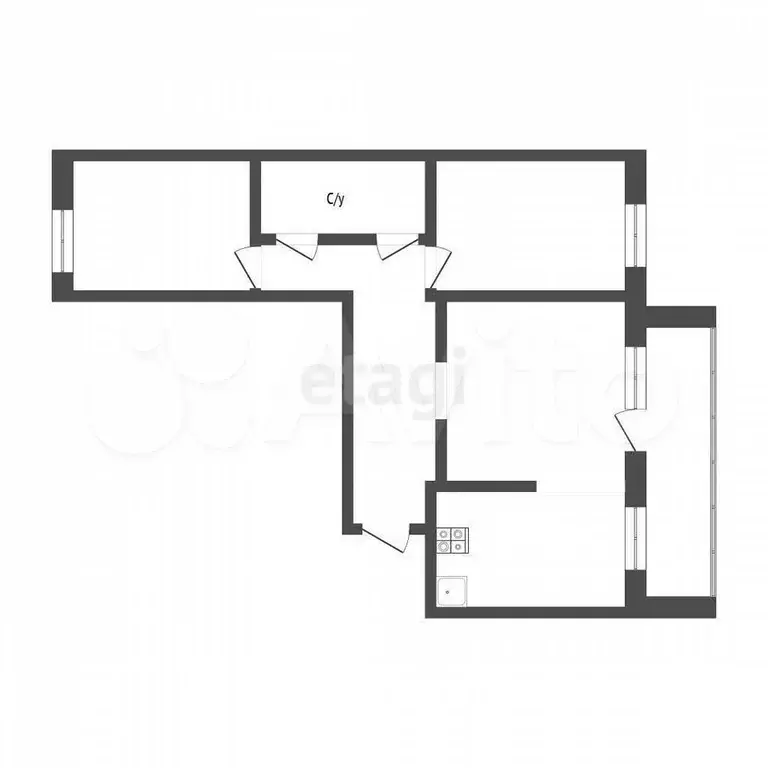 3-к. квартира, 58,9 м, 2/5 эт. - Фото 0