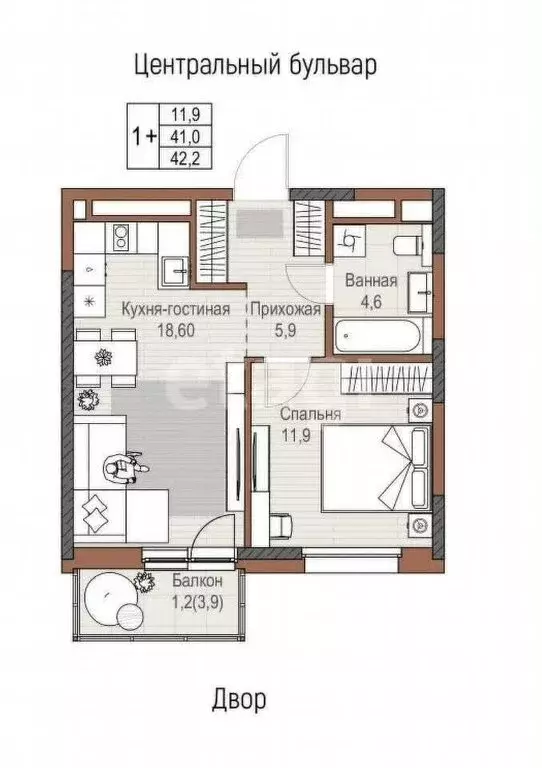 2-комнатная квартира: Набережные Челны, жилой комплекс Премьер-квартал ... - Фото 0