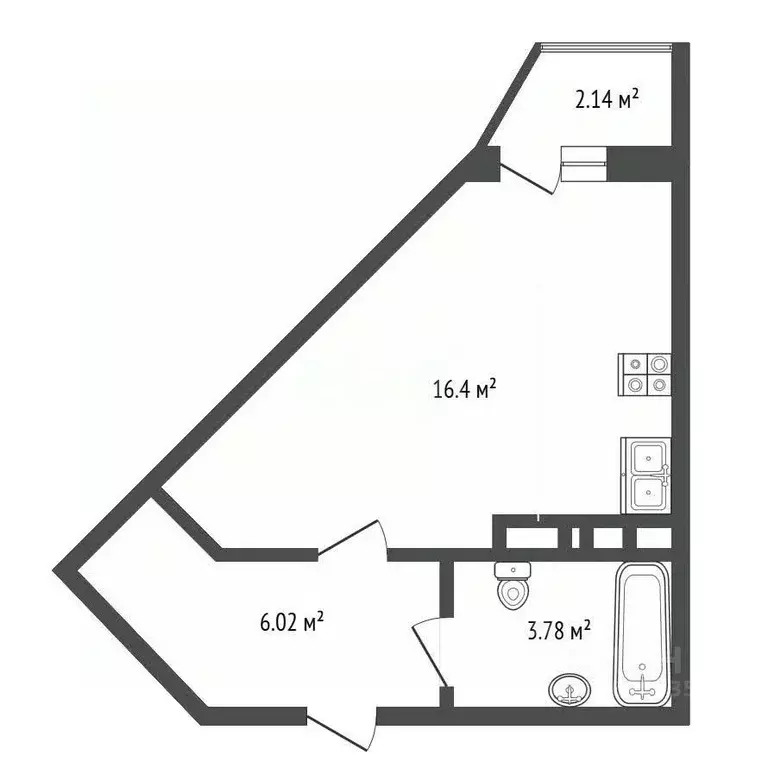 Студия Москва Красноказарменная ул., 14Ак2 (30.0 м) - Фото 2