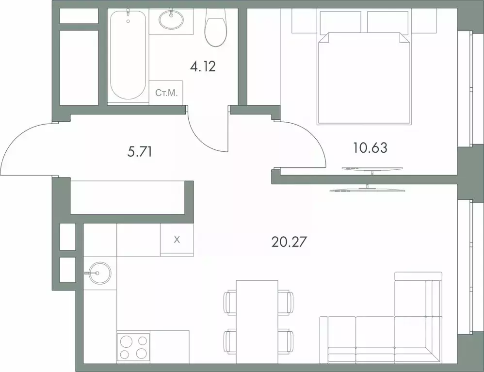 1-к кв. Ханты-Мансийский АО, Сургут ул. Крылова (40.73 м) - Фото 1