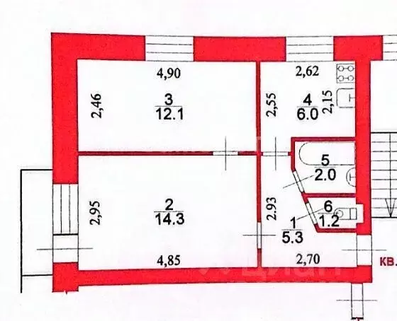 2-к кв. Пензенская область, Кузнецк ул. Белинского, 10А (40.9 м) - Фото 2