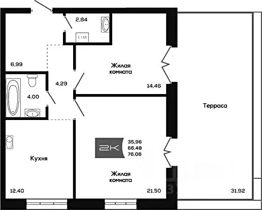 2-к кв. Новосибирская область, Новосибирск ул. Титова, 48 (66.48 м) - Фото 0