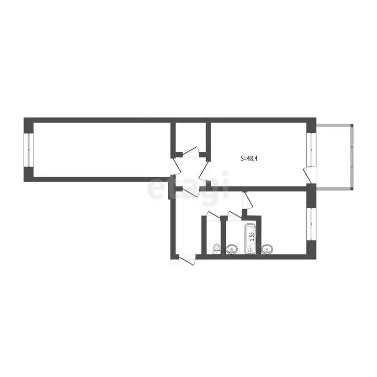2-комнатная квартира: Бийск, Донской переулок, 35/1 (48.4 м) - Фото 1
