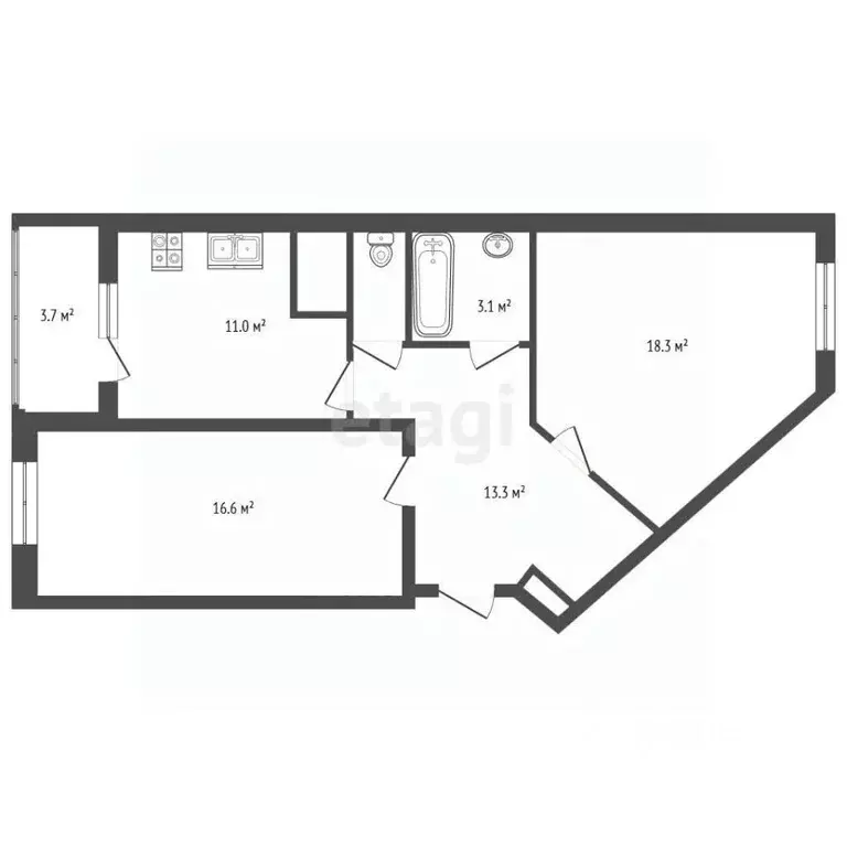 2-к кв. Санкт-Петербург ул. Русановская, 17к2 (65.4 м) - Фото 2