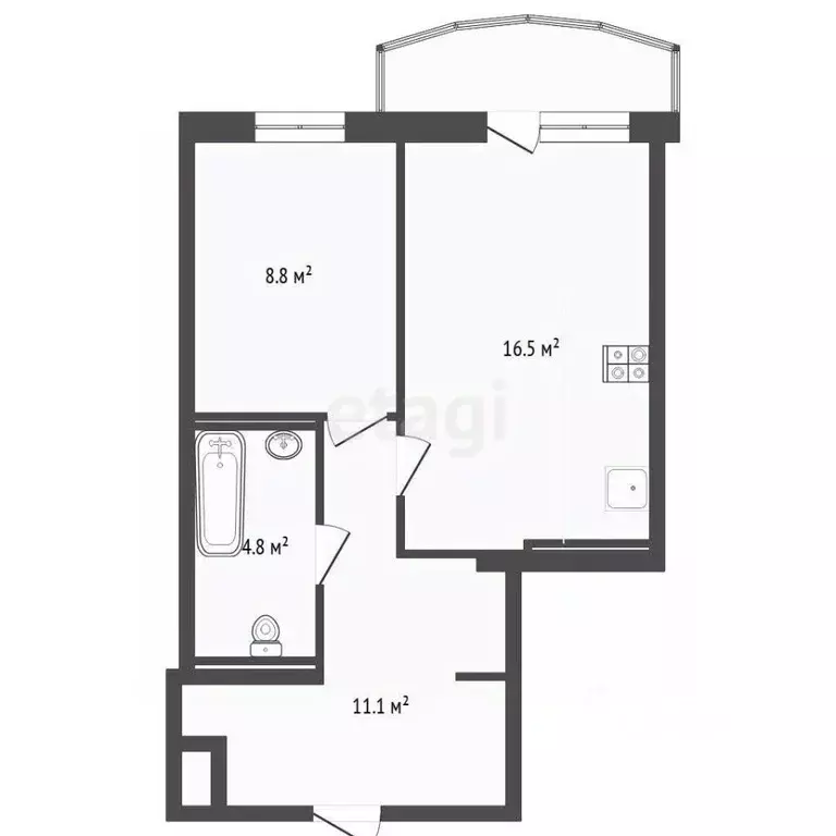 1-к кв. Тюменская область, Тюмень ул. Тамары Сатюковой, 18 (42.0 м) - Фото 2