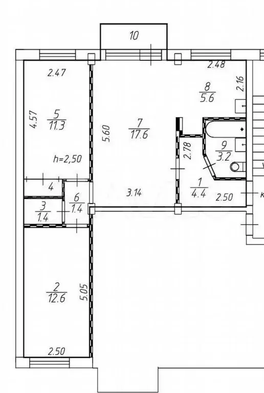 3-к. квартира, 60 м, 3/5 эт. - Фото 0