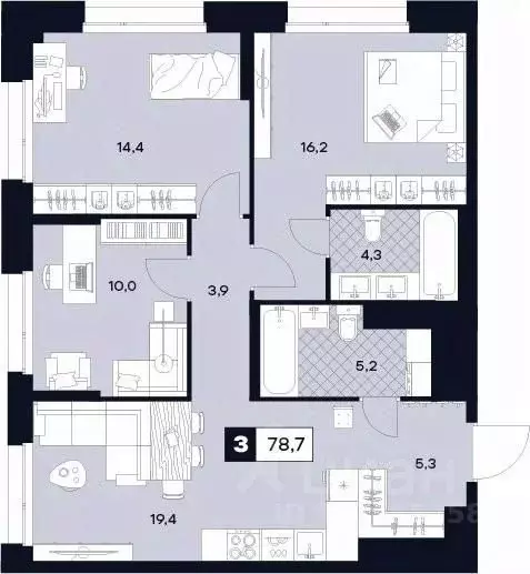 3-к кв. Москва Лодочная ул., 27К2 (78.7 м) - Фото 0