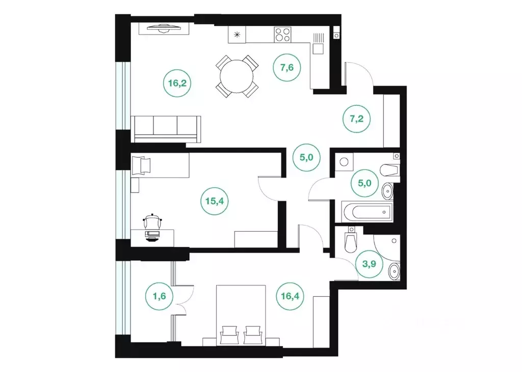 3-к кв. Башкортостан, Уфа ул. Подполковника Недошивина (78.3 м) - Фото 1