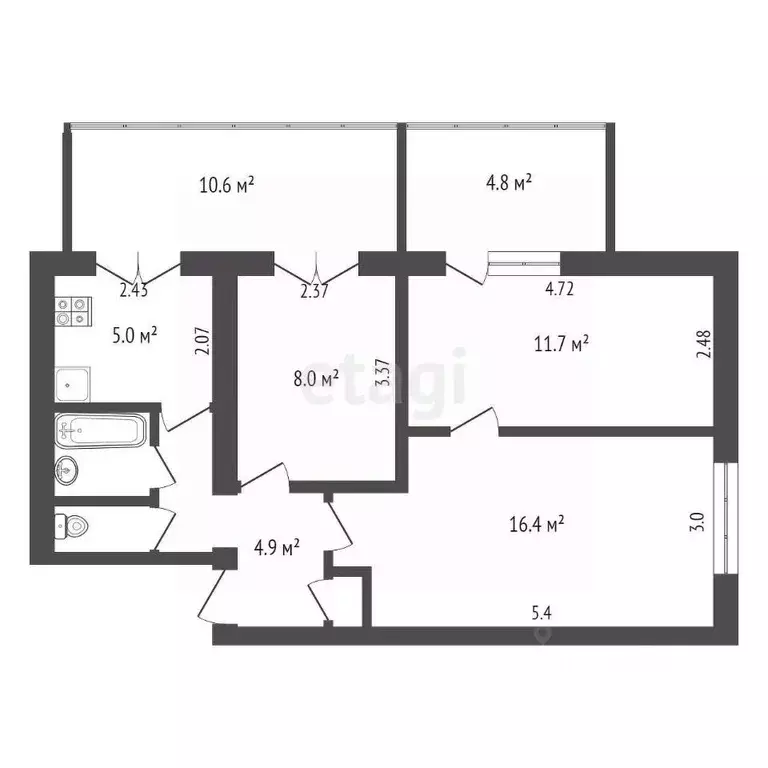 3-к кв. Крым, Ялта ул. Горького, 5 (70.0 м) - Фото 2
