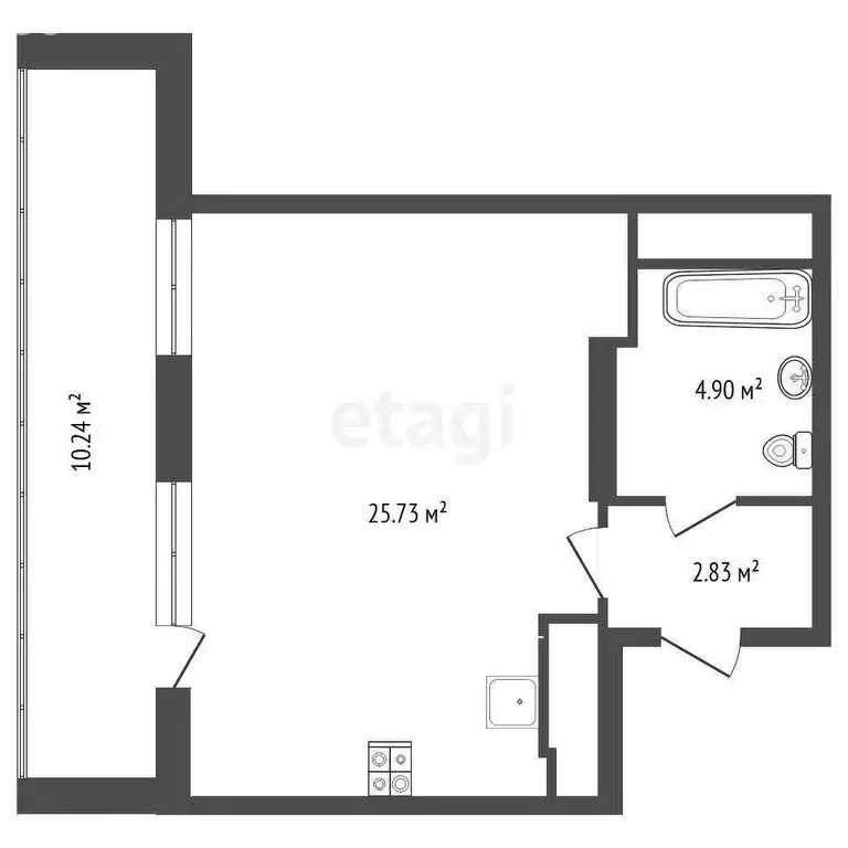 Квартира-студия: Тюмень, улица Мельникайте, 2к17 (34 м) - Фото 1