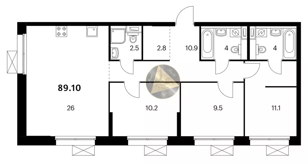Продаётся 3-к квартира, 89.1 м - Фото 1