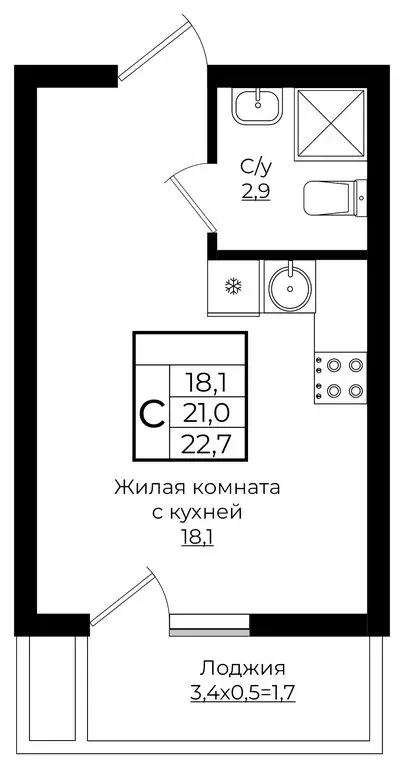 Квартира-студия: Краснодар, жилой комплекс Европа-Сити, жилой комплекс ... - Фото 0