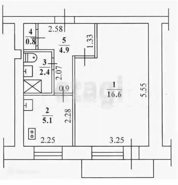 1-к. квартира, 31 м, 5/9 эт. - Фото 0