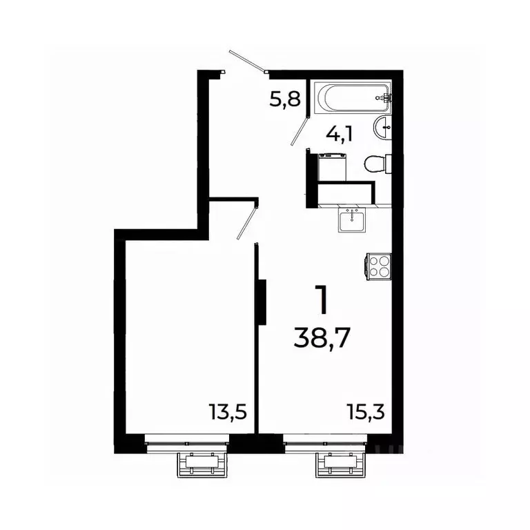 1-к кв. Нижегородская область, Нижний Новгород ул. Коперника, 15 (38.7 ... - Фото 1