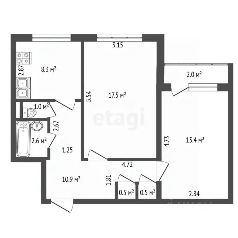 2-к кв. Санкт-Петербург просп. Стачек, 192 (54.7 м) - Фото 1