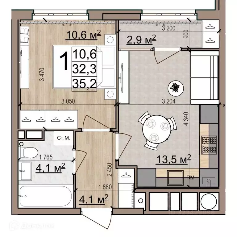1-к кв. Рязанская область, Рязань Еврокласс жилой комплекс (35.2 м) - Фото 1
