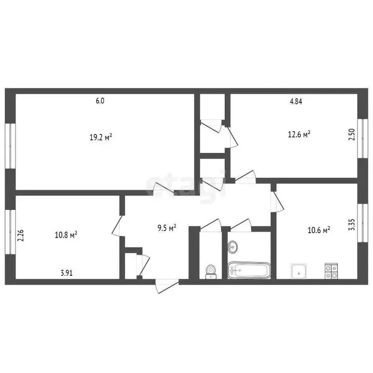 3-комнатная квартира: Новый Уренгой, Железнодорожная улица, 48 (69.7 ... - Фото 0