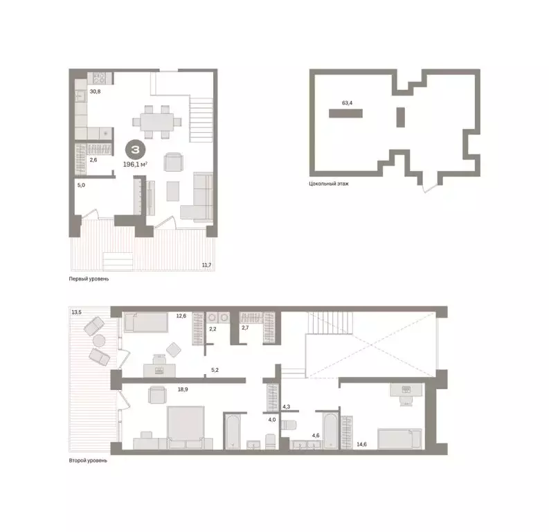 3-комнатная квартира: Тюмень, Профсоюзная улица, 6к1 (122.84 м) - Фото 1