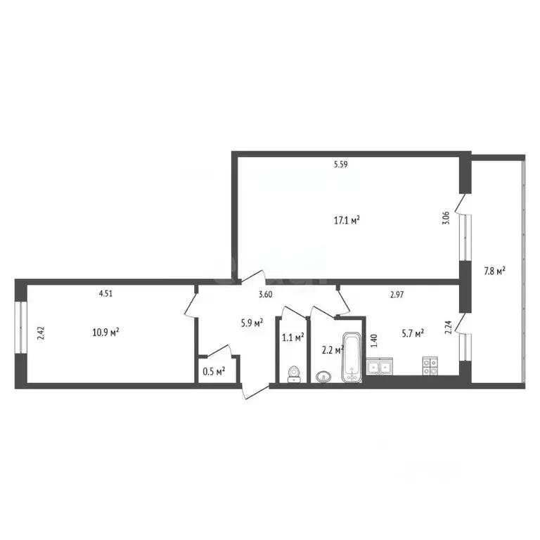 2-к кв. Крым, Алупка ул. Василия Сурикова, 18 (50.0 м) - Фото 2