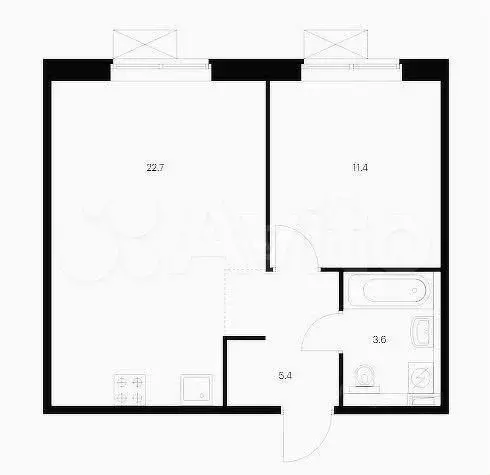 1-к. квартира, 43,1 м, 6/9 эт. - Фото 0