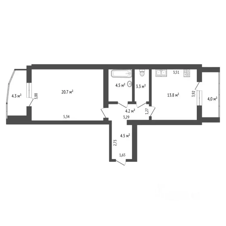 1-к кв. Тюменская область, Тюмень Широтная ул., 173к5 (51.0 м) - Фото 2