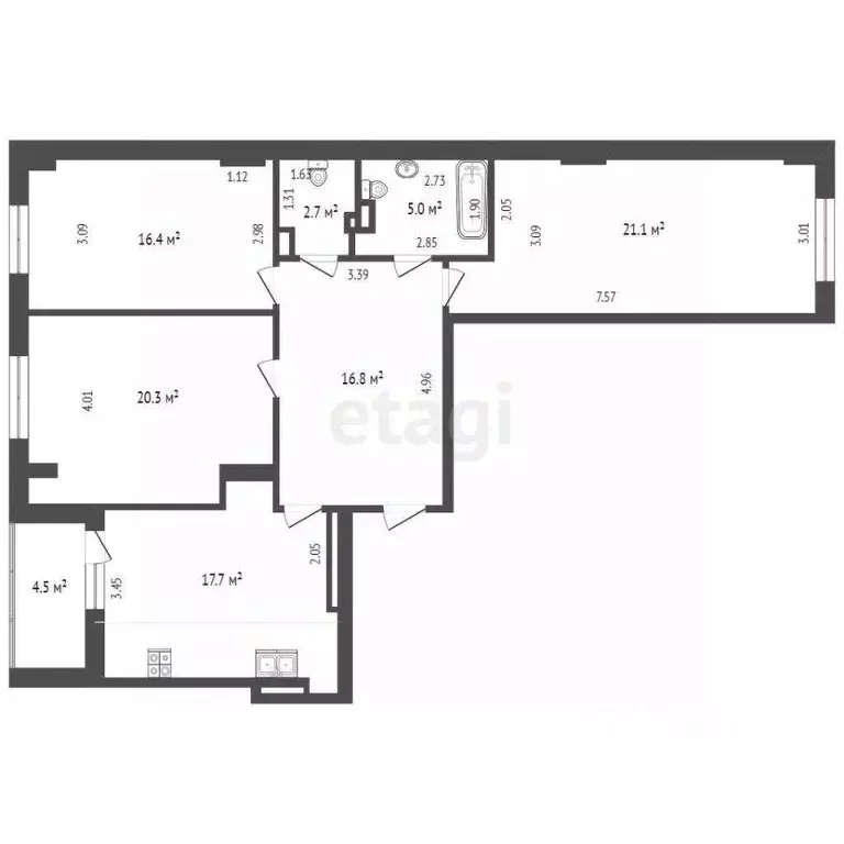 3-к кв. Ростовская область, Ростов-на-Дону ул. Матросова, 35 (105.0 м) - Фото 1