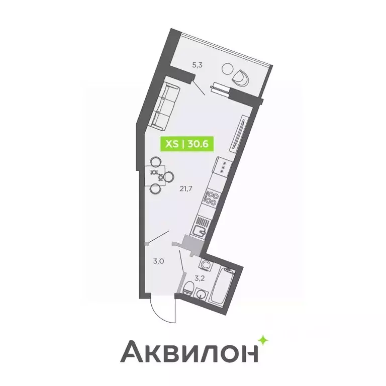 Студия Санкт-Петербург ул. Чирикова, 5 (30.6 м) - Фото 0