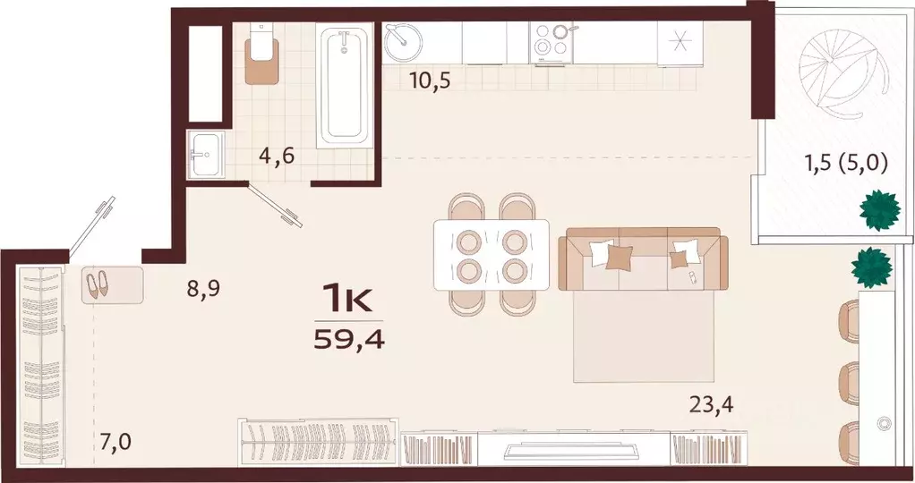 1-к кв. Крым, Ялта ул. Спендиарова, 5 (59.4 м) - Фото 1