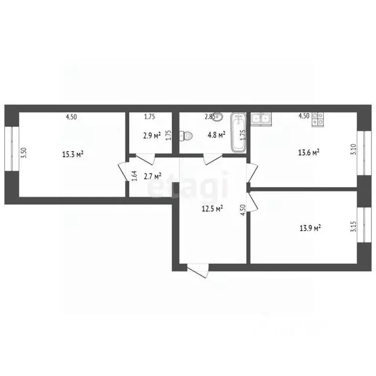 2-к кв. Тюменская область, Тюмень Новгородская ул., 21 (66.7 м) - Фото 1